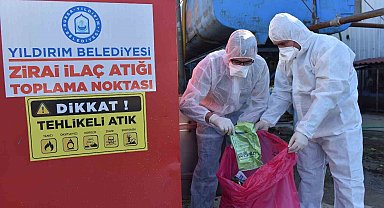 Yıldırım'da 580 kilogram zirai ilaç atık kutusu toplandı