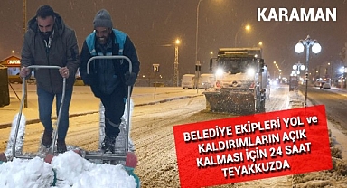BELEDİYE EKİPLERİNDEN KAR TEMİZLEME ÇALIŞMASI