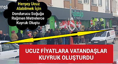 Karaman'da Vatandaşlar Ucuz Alışveriş Yapabilmek İçin Uzun Kuyruklar Oluştu VİDEO