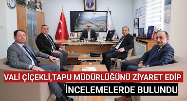 Vali Çiçekli, Tapu Müdürlüğünü Ziyaret Edip İncelemelerde Bulundu