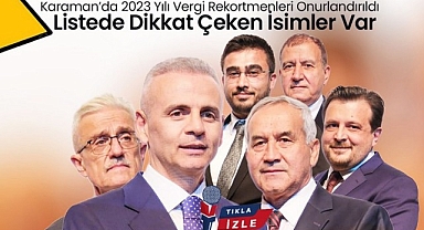 Karaman'da 2023 Yılı Vergi Rekortmenleri Onurlandırıldı