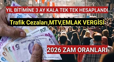 2026 zam oranı için yüzde 25,25 hesabı! Trafik cezaları, MTV, emlak vergisi tek tek hesaplandı.