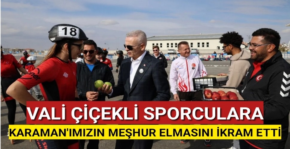 Vali Çiçekli'den Sporculara Elma İkramı