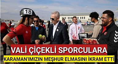 Vali Çiçekli'den Sporculara Elma İkramı