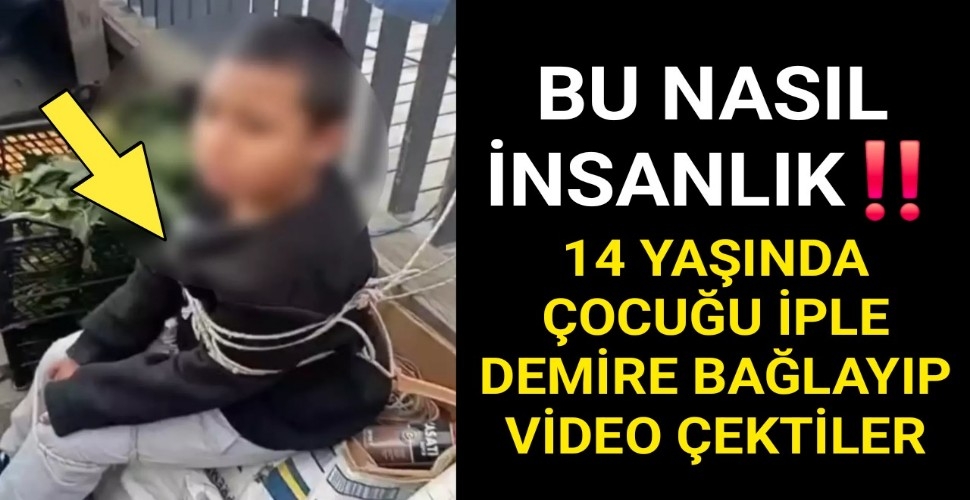 Eşofman çalan çocuğu kollarından ve bacaklarından bağladılar
