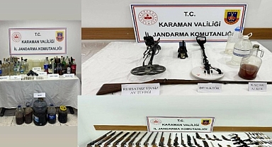 Karaman'da Jandarma Kaçak Alkol ve silah yakaladı