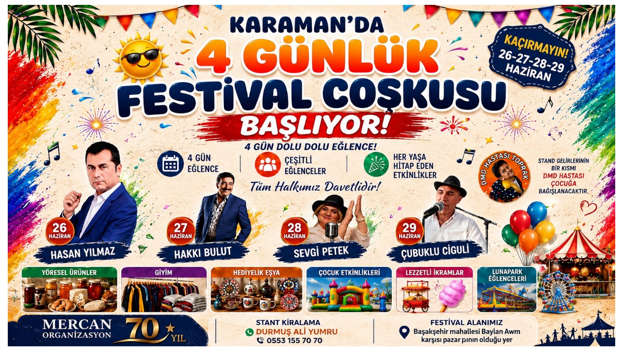 Karaman'da 4 Günlük Festival Coşkusu Başlıyor