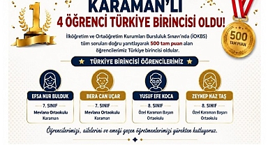 Karamanlı 4 Öğrenci Türkiye Birincisi Oldu