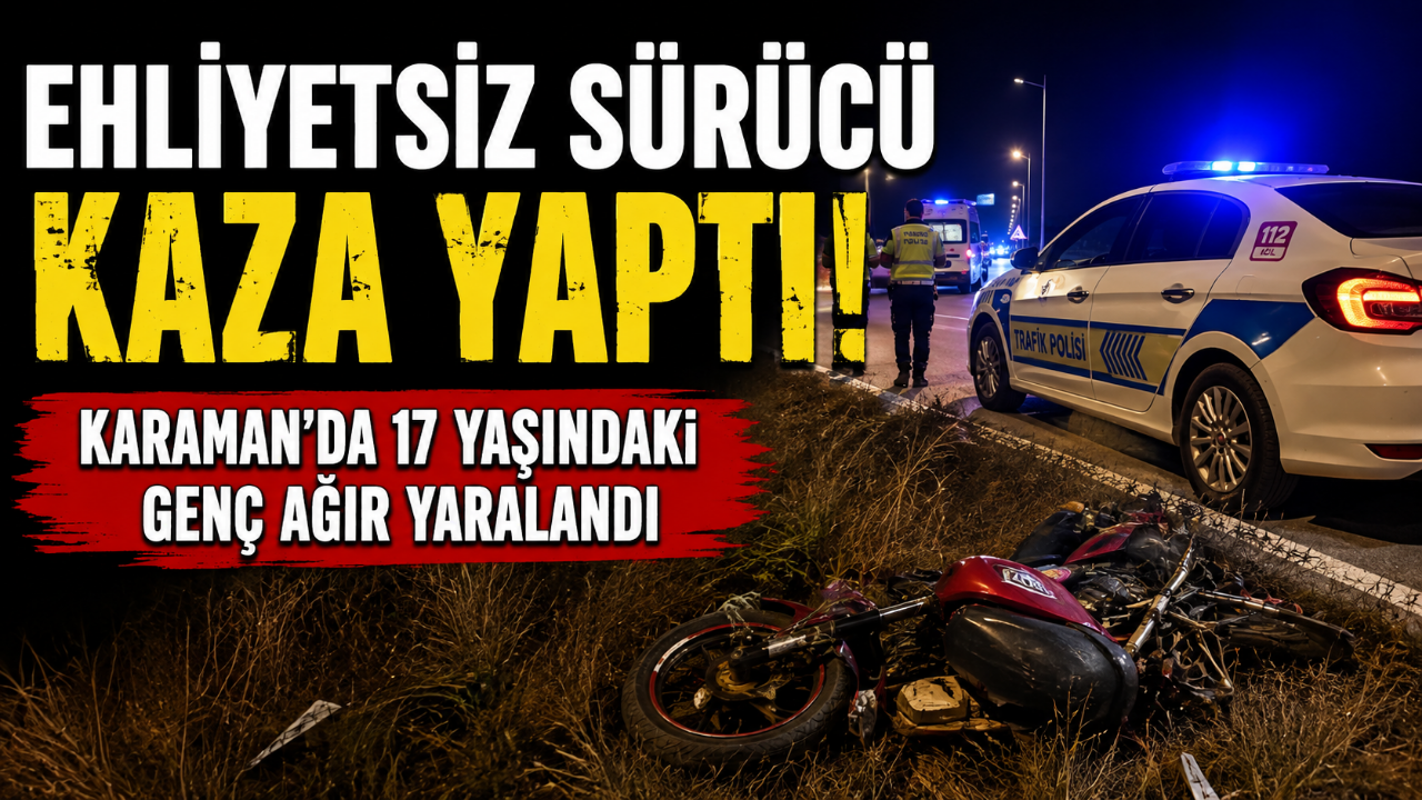 Ehliyetsiz Sürücü Kaza Yaptı! Karaman'da 17 Yaşındaki Genç Ağır Yaralandı