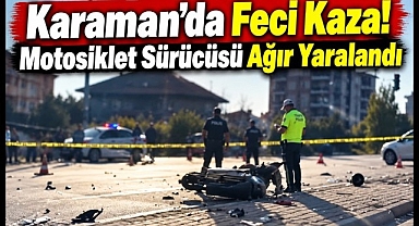 Karaman'da Feci Kaza! Motosiklet Sürücüsü Ağır Yaralandı